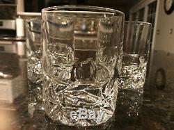 Tiffany & Co. Rock Cut Crystal Double Old Fashioned Glasses set of (3)