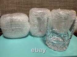 Tiffany & Co Rock Cut Crystal Double Old Fashioned Whiskey Glasses Set of 4