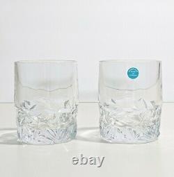 Tiffany & Co Rock Cut Double Old Fashioned Glasses Set of 2 Whiskey Bourbon