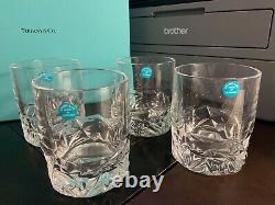 Tiffany & Co. (Set) 4 Rock Cut Double Old-Fashioned Whiskey Glasses MINT Box