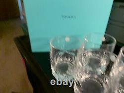 Tiffany & Co. (Set) 4 Rock Cut Double Old-Fashioned Whiskey Glasses MINT Box