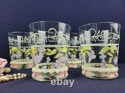 Tracy Porter Evelyn 16 Oz Handpainted Glassware Double Old Fashioned Flowers