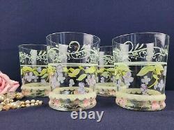 Tracy Porter Evelyn 16 Oz Handpainted Glassware Double Old Fashioned Flowers