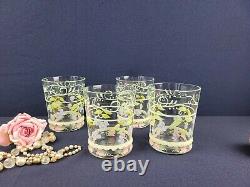 Tracy Porter Evelyn 16 Oz Handpainted Glassware Double Old Fashioned Flowers