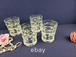 Tracy Porter Evelyn 16 Oz Handpainted Glassware Double Old Fashioned Flowers