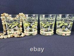 Tracy Porter Evelyn 16 Oz Handpainted Glassware Double Old Fashioned Flowers