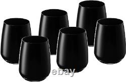Tumbler Glass Double Old Fashioned Set of 6 Glasses Black DOF Rock Tumbler