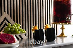 Tumbler Glass Double Old Fashioned Set of 6 Glasses Black DOF Rock Tumbler
