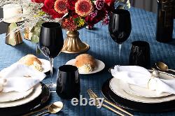 Tumbler Glass Double Old Fashioned Set of 6 Glasses Black DOF Rock Tumbler