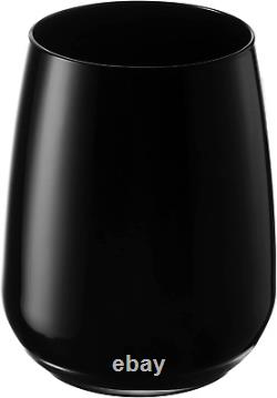 Tumbler Glass Double Old Fashioned Set of 6 Glasses Black DOF Rock Tumbler