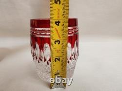 Two (2) Waterford Crystal Clarendon Ruby Red 4 Double Old Fashioned Glasses