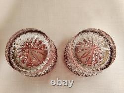 Two (2) Waterford Crystal Clarendon Ruby Red 4 Double Old Fashioned Glasses