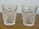 Two Lalique France Chene Oak Leaf Double Old Fashioned Tumblers 4 3/4 Marked