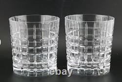 Two TIFFANY & CO PLAID DOUBLE OLD FASHIONED WHISKEY GLASSES, withlabel