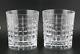 Two TIFFANY & CO PLAID DOUBLE OLD FASHIONED WHISKEY GLASSES, withlabel