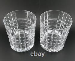 Two TIFFANY & CO PLAID DOUBLE OLD FASHIONED WHISKEY GLASSES, withlabel