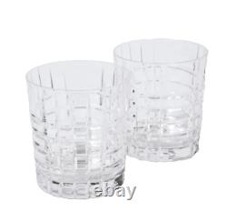 Two TIFFANY & CO PLAID DOUBLE OLD FASHIONED WHISKEY GLASSES, withlabel