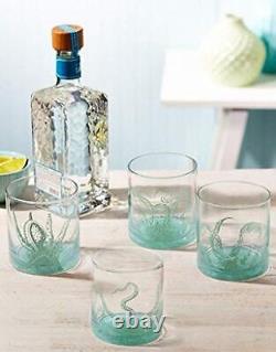 Two's Company Octopus Design Set of 4 Double Old Fashioned Glass