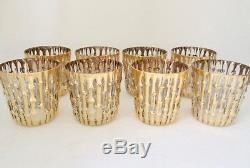 VGC SET 8 Vtg Imperial Glass Gold Bamboo Double Old Fashioned Glasses MCM