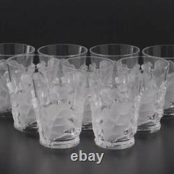 VINTAGE Lalique Crystal CHENE (1950-) Set of 9 Double Old Fashioned 4 3/4