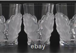 VINTAGE Lalique Crystal CHENE (1950-) Set of 9 Double Old Fashioned 4 3/4