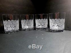 VINTAGE Lalique Crystal NAPSBURY (1976-) Set of 4 Double Old Fashioned 3 7/8