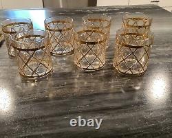 VTG Altuzarra Double Old Fashioned 18K Gold Raised Lattice Design Set of 7