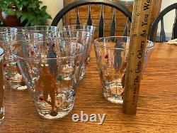 VTG Culver Mardi Gras Double Old Fashioned Glasses Jewel Jester (set of 8)