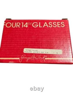 VTG Georges Briard 14oz 4 Set Double Old Fashion Glasses Falling Leaves Rare