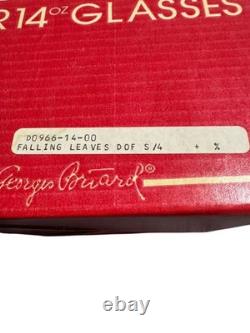 VTG Georges Briard 14oz 4 Set Double Old Fashion Glasses Falling Leaves Rare