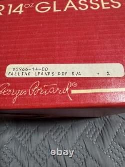 VTG Georges Briard 14oz 4 Set Double Old Fashion Glasses Falling Leaves Rare