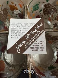 VTG Georges Briard 14oz 4 Set Double Old Fashion Glasses Falling Leaves Rare