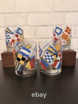 VTG Georges Briard Nautical Signal FlagsDouble Old Fashioned Glassesset(4)MCM
