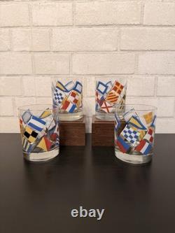 VTG Georges Briard Nautical Signal FlagsDouble Old Fashioned Glassesset(4)MCM
