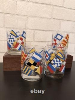 VTG Georges Briard Nautical Signal FlagsDouble Old Fashioned Glassesset(4)MCM