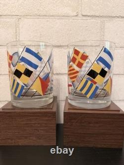 VTG Georges Briard Nautical Signal FlagsDouble Old Fashioned Glassesset(4)MCM