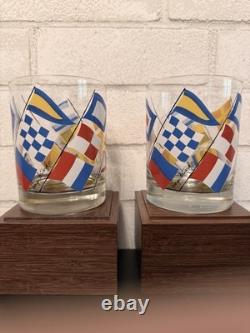 VTG Georges Briard Nautical Signal FlagsDouble Old Fashioned Glassesset(4)MCM