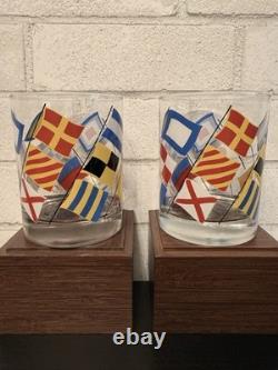 VTG Georges Briard Nautical Signal FlagsDouble Old Fashioned Glassesset(4)MCM