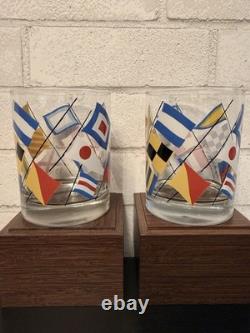 VTG Georges Briard Nautical Signal FlagsDouble Old Fashioned Glassesset(4)MCM