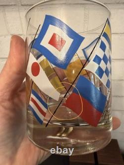 VTG Georges Briard Nautical Signal FlagsDouble Old Fashioned Glassesset(4)MCM