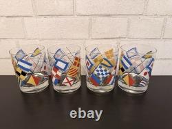 VTG Georges Briard Nautical Signal FlagsDouble Old Fashioned Glassesset(4)MCM