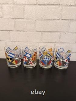 VTG Georges Briard Nautical Signal FlagsDouble Old Fashioned Glassesset(4)MCM