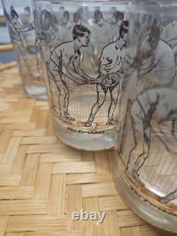 VTG MCM Cera The Forehand Tennis Double Old Fashioned Rocks Glasses Set of 8 EUC
