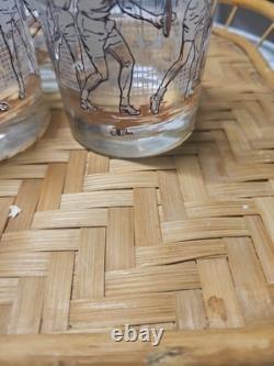 VTG MCM Cera The Forehand Tennis Double Old Fashioned Rocks Glasses Set of 8 EUC