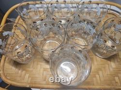 VTG MCM Cera The Forehand Tennis Double Old Fashioned Rocks Glasses Set of 8 EUC