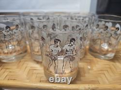 VTG MCM Cera The Forehand Tennis Double Old Fashioned Rocks Glasses Set of 8 EUC