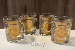 VTG Mid-Century Cera 22K Gold World Atlas Maps Double Old Fashioned Glasses (4)