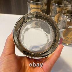 VTG Mid-Century Cera 22K Gold World Atlas Maps Double Old Fashioned Glasses (4)