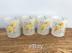 VTG Mid-Century Vera for Mikasa FIELD FLOWERS Double Old Fashioned Glasses Set 4
