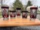 VTG Ruby Red Cut to Clear Dbl Old Fashioned Glasses& Highball Glasses 5 Pc Set